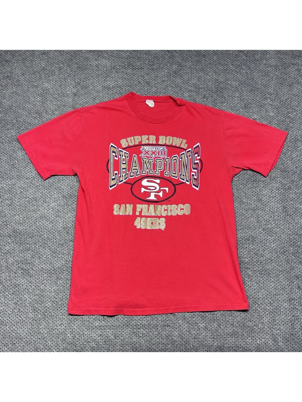 Vintage 80S San Francisco 49Ers Super Bowl Champions T-Shirt Large RARE MENS RED